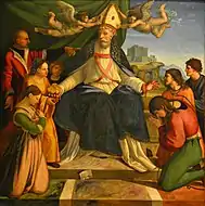 安德烈亞·薩巴提尼（英语：）的《巴里的聖尼古拉》（San Nicola di Bari），146 × 146cm，約作於1514－1517年，來自蒙特卡西諾修道院（義大利語：）