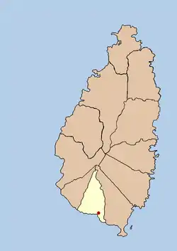 Political map of St Lucia showing location of Laborie