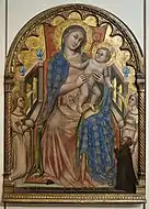 西蒙內·德·克羅齊菲希（英语：）的《聖母子、天使以及捐贈者皮亞琴察的約翰》（Madonna col Bambino, angeli e il donatore Giovanni da Piacenza），142 × 99.5cm，約作於1378年，來自聖普羅科洛教堂（英语：）的藏品。