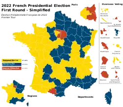2022年法國總統選舉第一輪各省得票地圖