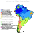 南美的柯本氣候分佈圖