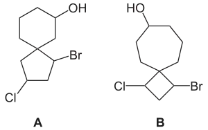 1-Brom-3-Chlor-Spiro[5.6]-decan-7-ol B: 1-Brom-3-Chlor-Spiro[4.7]-decan-7-ol