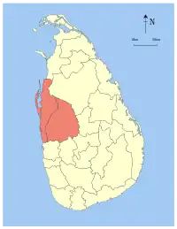 Area map of North Western Province of Sri Lanka