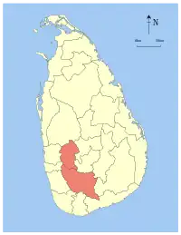 Area map of Sabaragamuwa, Sri Lanka