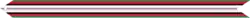 A multicolored streamer with (from outer to inner) green, red, black (the three colors of the Afghan flag), white, red, and white again horizontal stripes with a blue horizontal stripe in the center