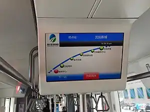 正在显示报站信息的电视机