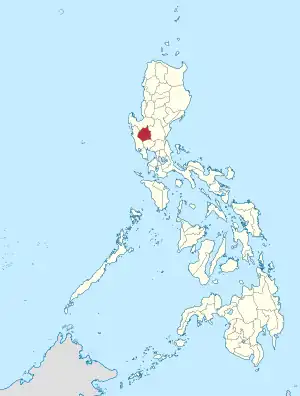 Map of the Philippines with Tarlac highlighted