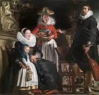 雅各布·喬登斯的《全家畫像》（Autorretrato con su familia），181 × 187cm，約繪於1621年，來自腓力五世的收藏