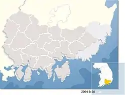 釜山、蔚山、慶尚南道行政區域圖