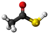 Ball-and-stick model of the thioacetic acid molecule