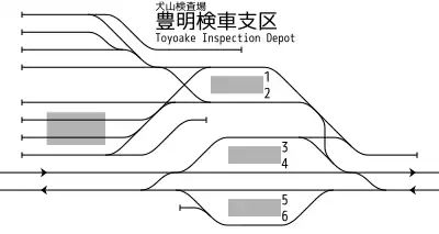 名古屋鐵道 豐明站 構內配線略圖