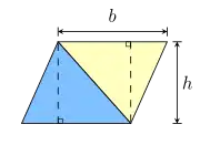 A parallelogram split into two equal triangles