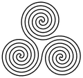 A version of the Neolithic triple spiral symbol