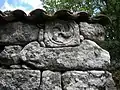 Iron Age Castro culture triskele, reused in a barn. Airavella, Allariz, Galicia