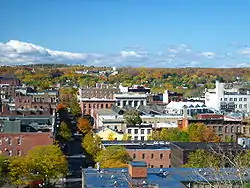 Looking west down Broadway at downtown Troy