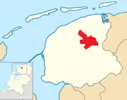 Position of Tytsjerksteradiel in a map of Friesland