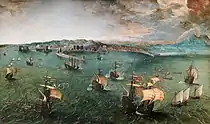 老彼得·布勒哲爾, Naval Battle in the Gulf of Naples (1558–1562)42 × 71 cm