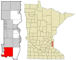 卡蒂奇格羅夫在華盛頓縣及明尼蘇達州的位置(以紅色標示)